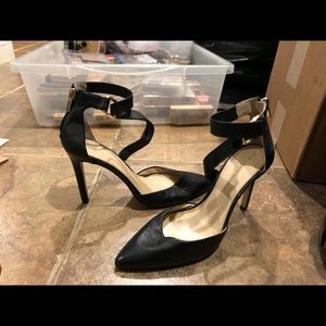 Banana Republic Black Leather Zip up Heels